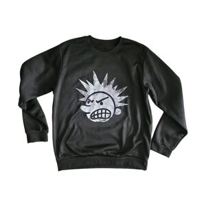 SHEIN Black Crewneck Sweater with Edgy Graphic